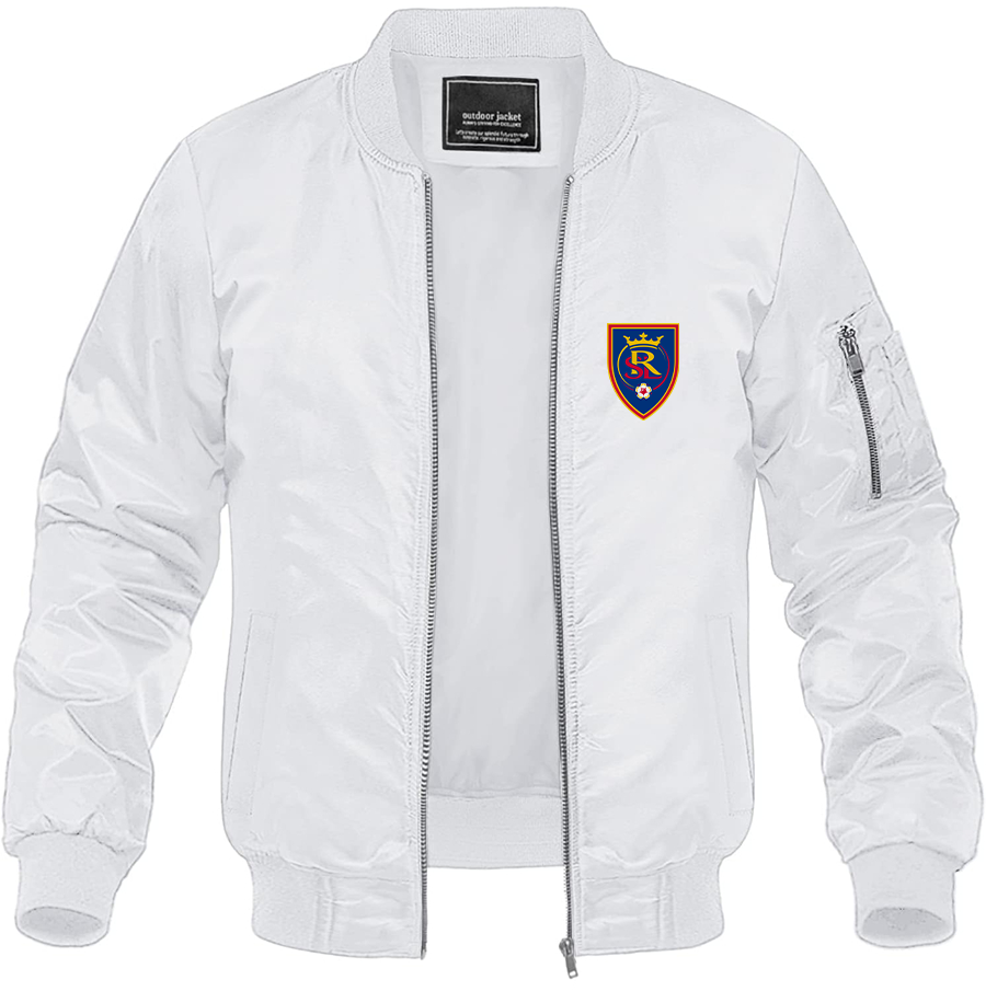 Men's Real Salt Lake Soccer Lightweight Bomber Jacket Windbreaker Softshell Varsity Jacket