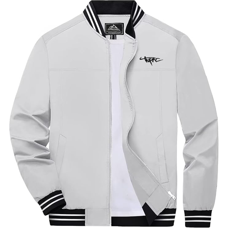 Men's Tupac Boladeci Bomber Jackets Lightweight Water Resistant Breathable Spring Fall Full Zip Thin Windbreaker Light Jackets