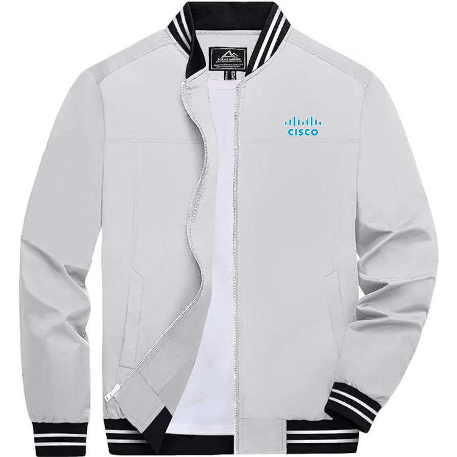 Men's Cisco Lightweight Zip-Up Bomber Jacket with Ribbed Collar and Cuffs Versatile Casual Outerwear