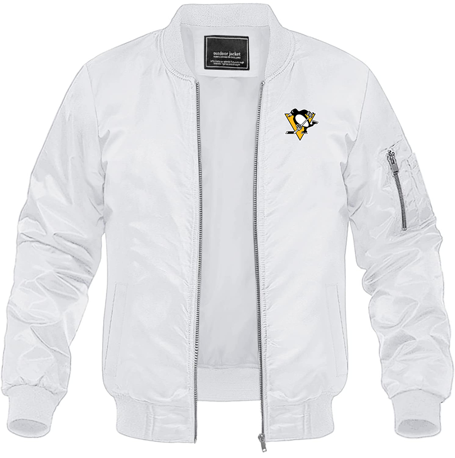 Men's NHL Pittsburgh Penguins Lightweight Bomber Jacket Windbreaker Softshell Varsity Jacket