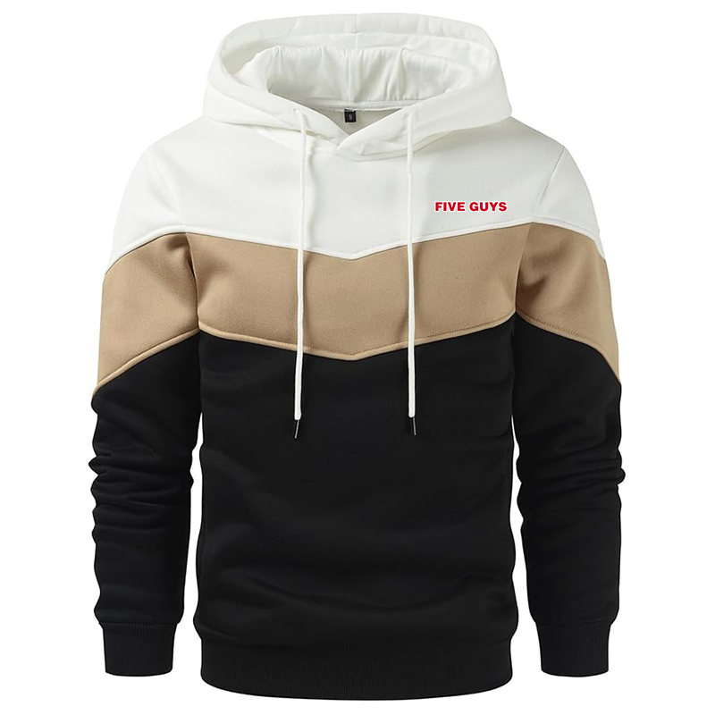 Men's Five Guys Gesean Novelty Color Block Pullover Fleece Hoodie Long Sleeve Casual Sweatshirt with Pocket