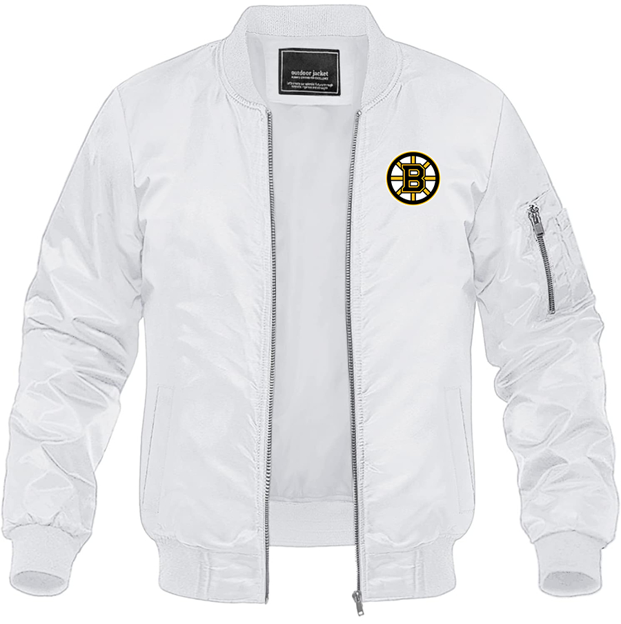 Men's NHL Boston Bruins Lightweight Bomber Jacket Windbreaker Softshell Varsity Jacket