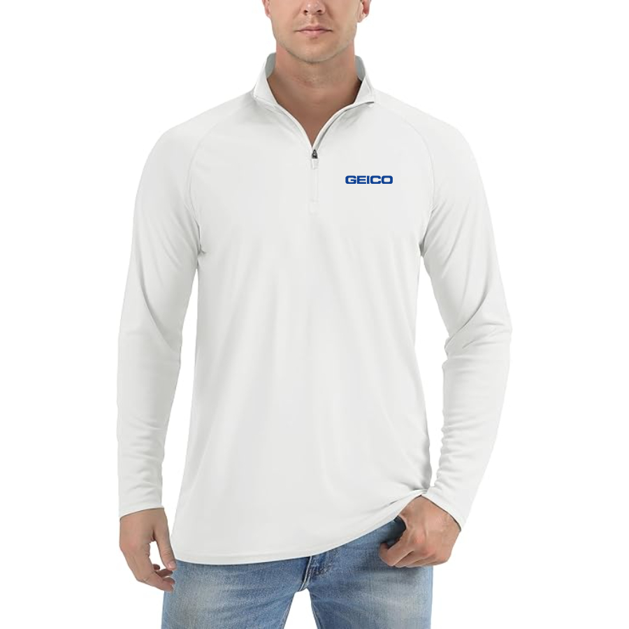 Men's Geico Lightweight Quarter-Zip Athletic Shirt Long Sleeve Performance Wear