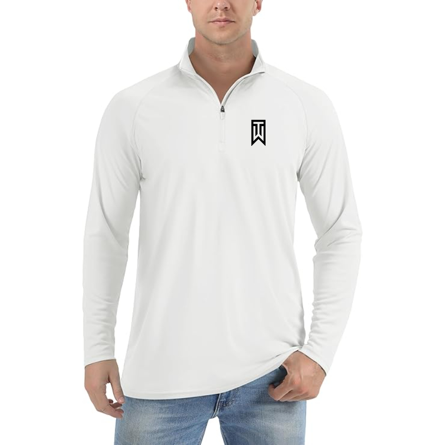 Men's Tiger Woods Lightweight Quarter-Zip Athletic Shirt Long Sleeve Performance Wear