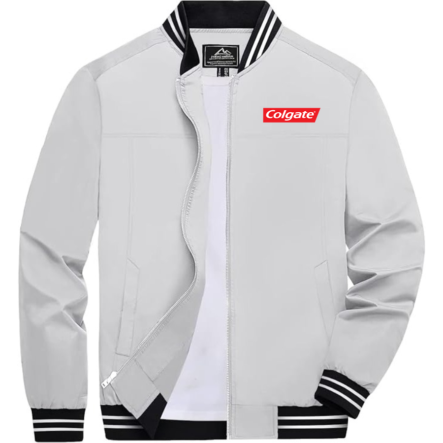 Men's Colgate Lightweight Zip-Up Bomber Jacket with Ribbed Collar and Cuffs Versatile Casual Outerwear