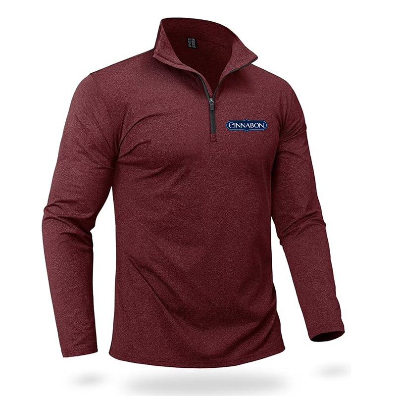 Men's Cinnabon Quarter Zip Pullover Premium Fleece Lined Heather Long Sleeve Golf Shirts Midweight 1/4 Half Zip Sweatshirts