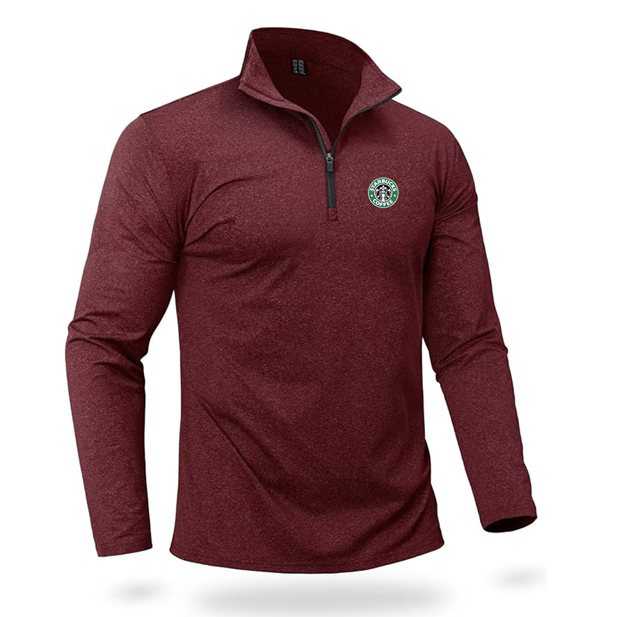 Men's Starbucks Coffee Quarter Zip Pullover Premium Fleece Lined Heather Long Sleeve Golf Shirts Midweight 1/4 Half Zip Sweatshirts
