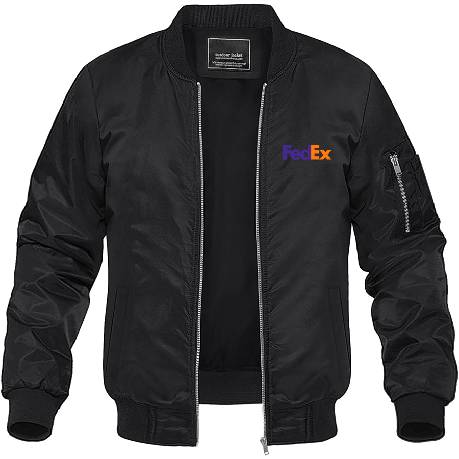 Men's FedEx Lightweight Bomber Jacket Windbreaker Softshell Varsity Jacket Coat