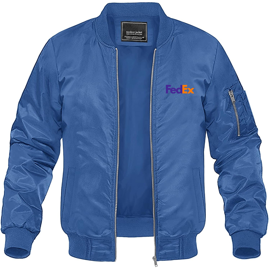 Men's FedEx Lightweight Bomber Jacket Windbreaker Softshell Varsity Jacket Coat