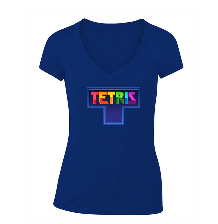 Women's Tetris V Neck T-Shirt