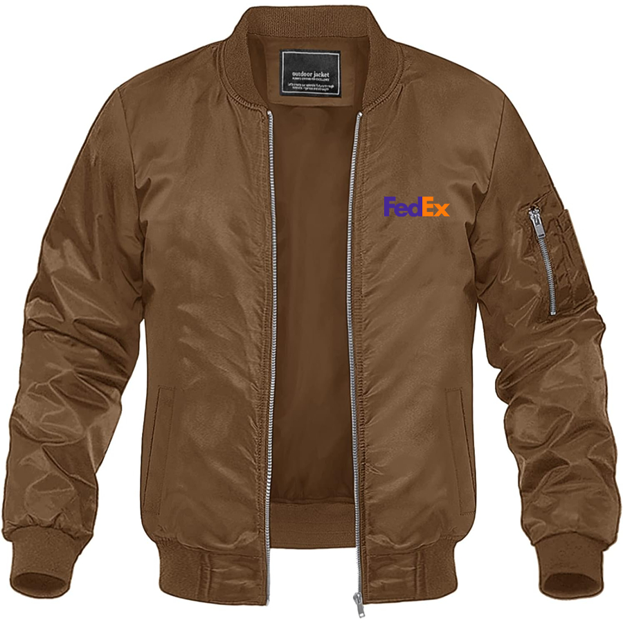 Men's FedEx Lightweight Bomber Jacket Windbreaker Softshell Varsity Jacket Coat