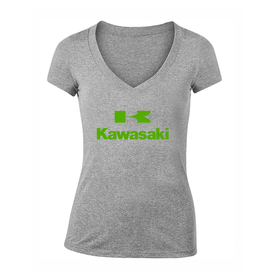 Women's Kawasaki Bike Motorcycle V-Neck T-Shirt