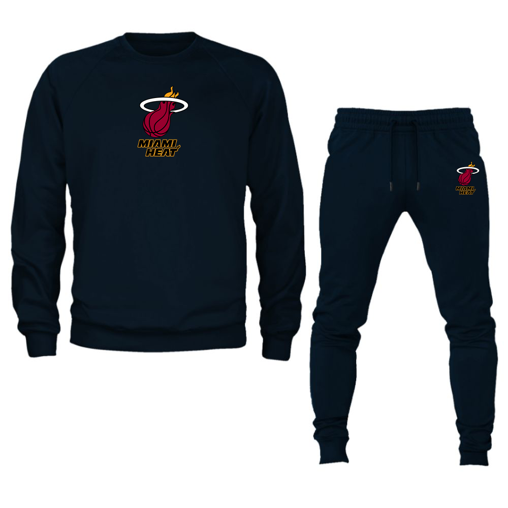 Unisex Miami Heat Crewneck Sweatshirt Joggers Suit