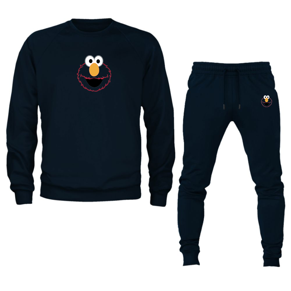 Unisex Sesame Street Elmo Face Crewneck Sweatshirt Joggers Suit