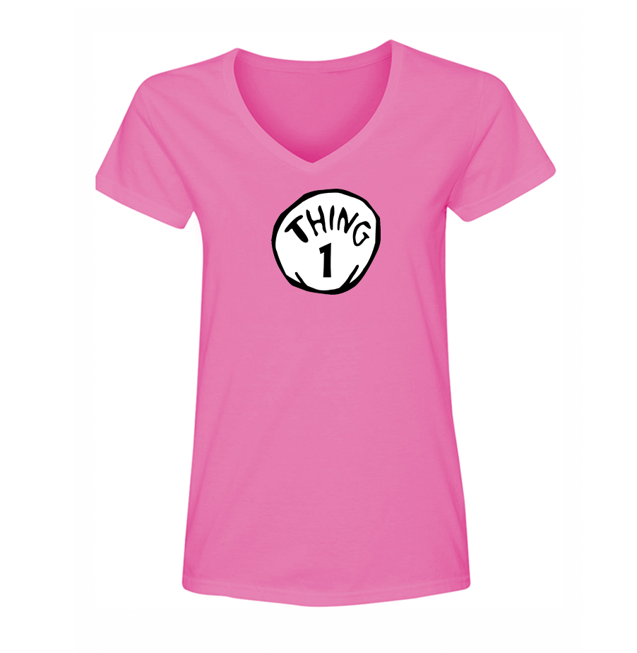Women's Dr. Suess Thing 1 V Neck T-Shirt