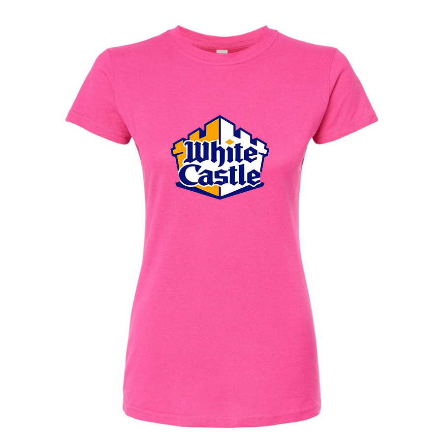 Women's White Castle Round Neck T-Shirt