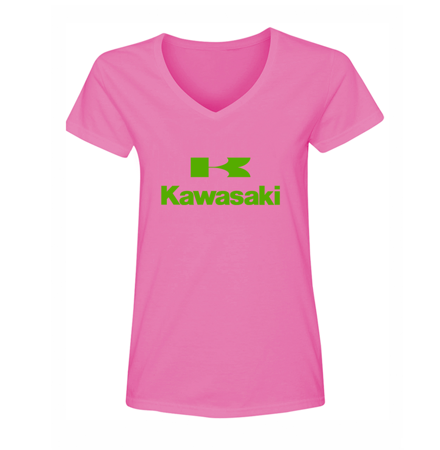 Women's Kawasaki Bike Motorcycle V-Neck T-Shirt