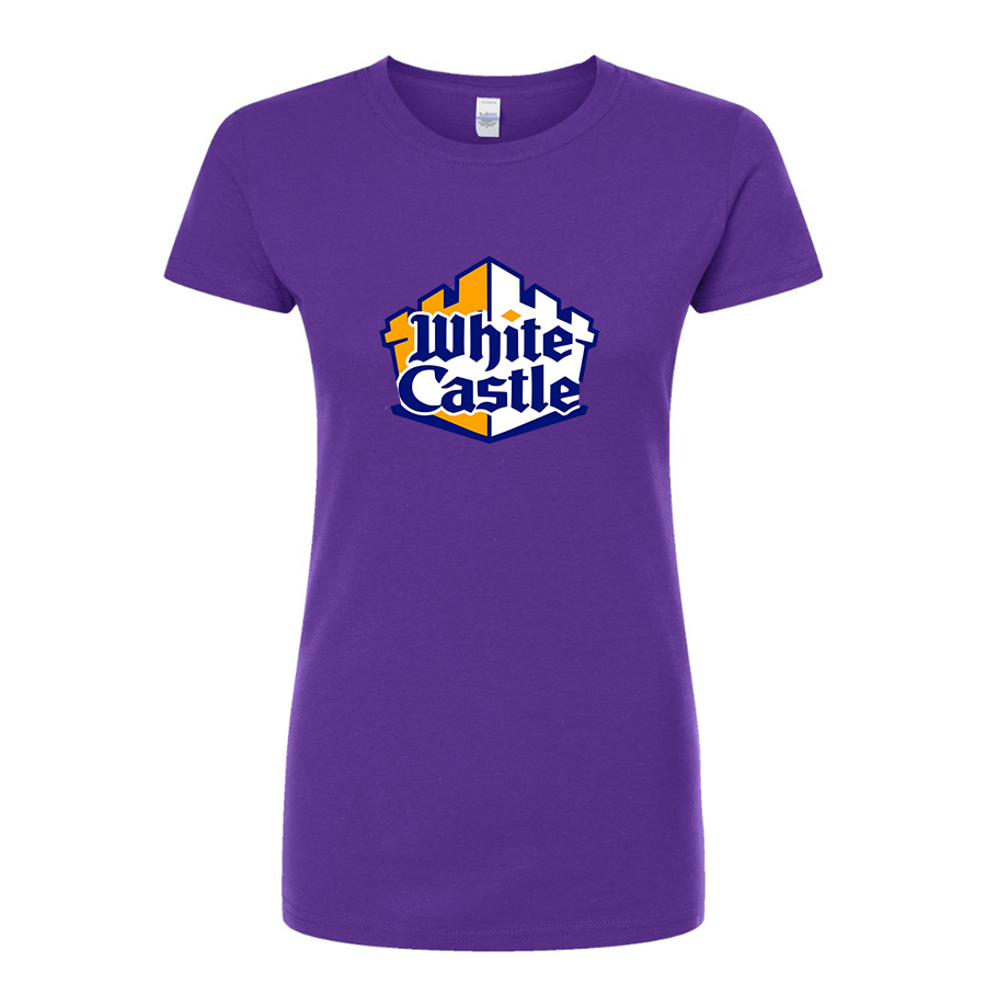 Women's White Castle Round Neck T-Shirt