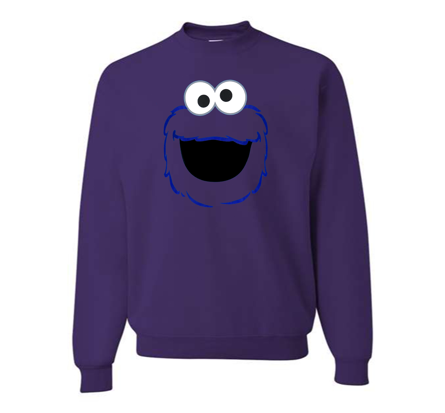 Men's Sesame Street Cookie Monster face Crewneck Sweatshirt