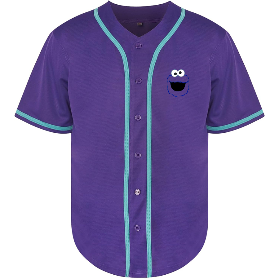 Men's Sesame Street Cookie Monster face Baseball Jersey