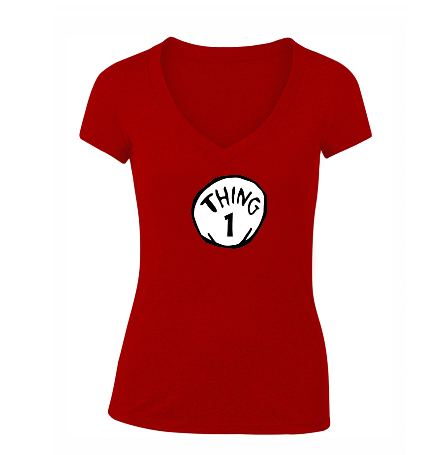 Women's Dr. Suess Thing 1 V Neck T-Shirt