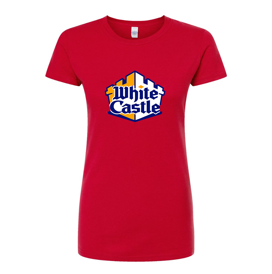 Women's White Castle Round Neck T-Shirt