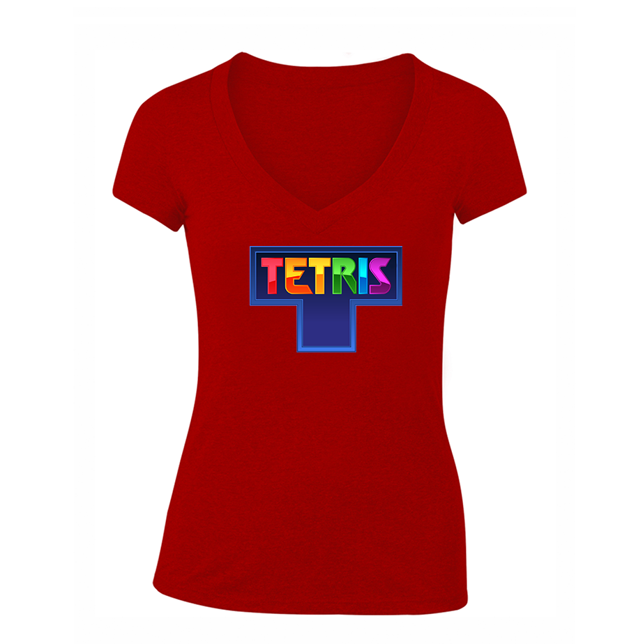 Women's Tetris V Neck T-Shirt