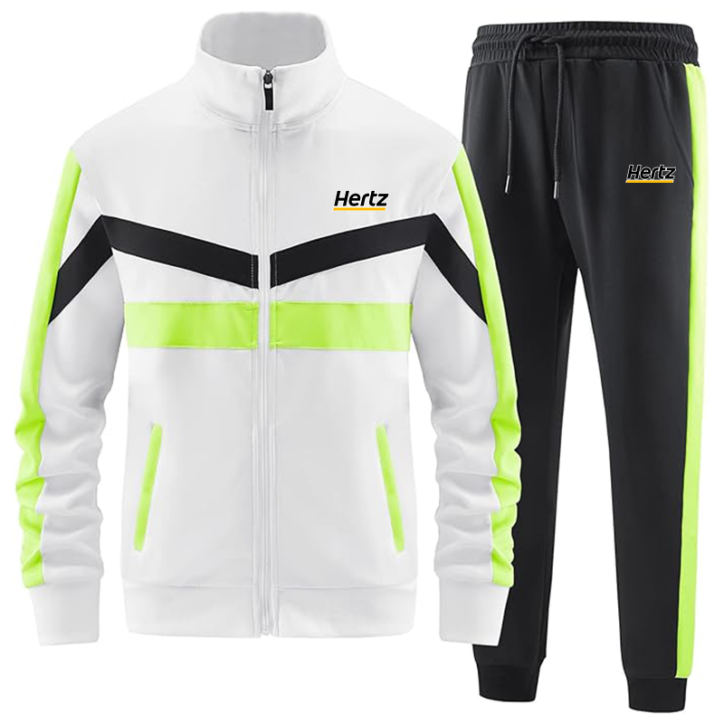 Men's Hertz Casual 2 Piece Tracksuit Sets Long Sleeve Full Zip Jacket and Sweatpants Sport Outfits Sweatsuits