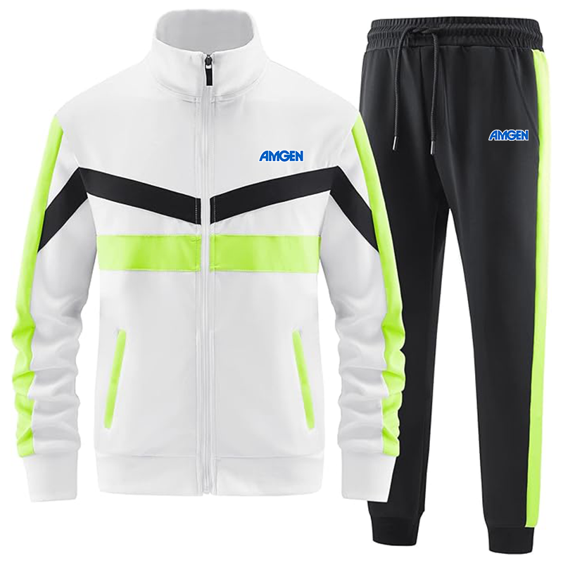 Men's Amgen Casual 2 Piece Tracksuit Sets Long Sleeve Full Zip Jacket and Sweatpants Sport Outfits Sweatsuits