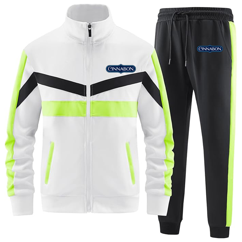 Men's Cinnabon Casual 2 Piece Tracksuit Sets Long Sleeve Full Zip Jacket and Sweatpants Sport Outfits Sweatsuits