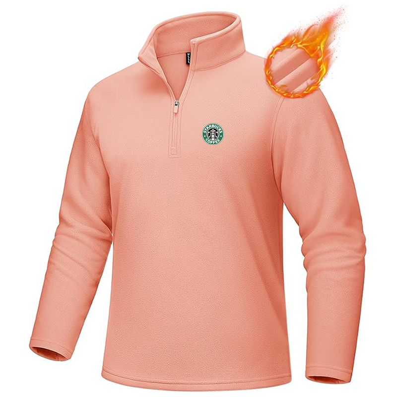 Men's  Starbucks Coffee  MAGCOMSEN Quarter-Zip Pullover Polar Fleece Sweatshirt Stand Collar Long Sleeve Shirt for Men Thermal Winter Fall