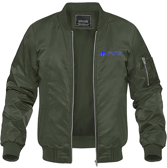 Men's Play Station PS5 Lightweight Bomber Jacket Windbreaker Softshell Varsity Jacket