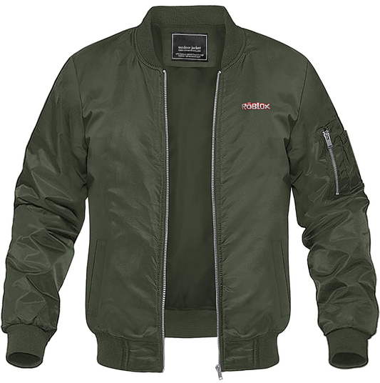 Men's Roblox Game Lightweight Bomber Jacket Windbreaker Softshell Varsity Jacket