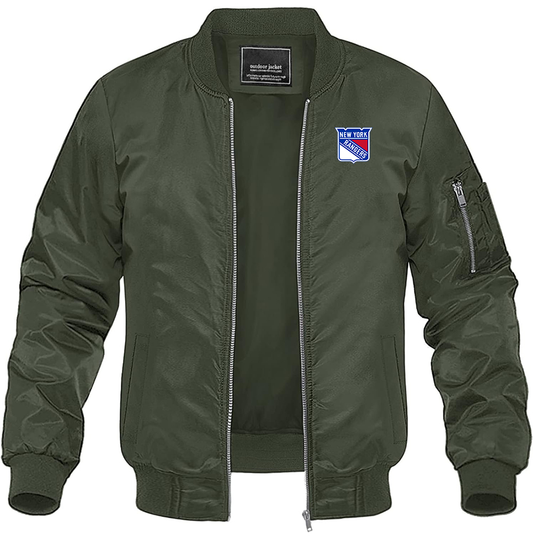 Men's NHL - New York Rangers Lightweight Bomber Jacket Windbreaker Softshell Varsity Jacket