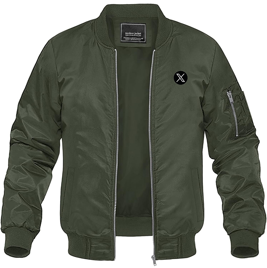 Men's Twitter X Lightweight Bomber Jacket Windbreaker Softshell Varsity Jacket
