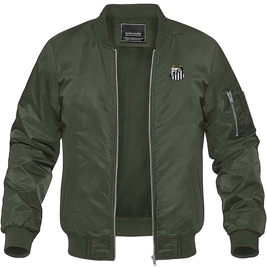 Men's Santos FC Lightweight Bomber Jacket Windbreaker Softshell Varsity Jacket