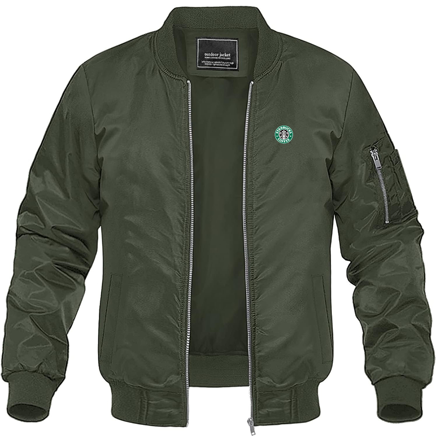 Men's Starbucks Coffee Lightweight Bomber Jacket Windbreaker Softshell Varsity Jacket