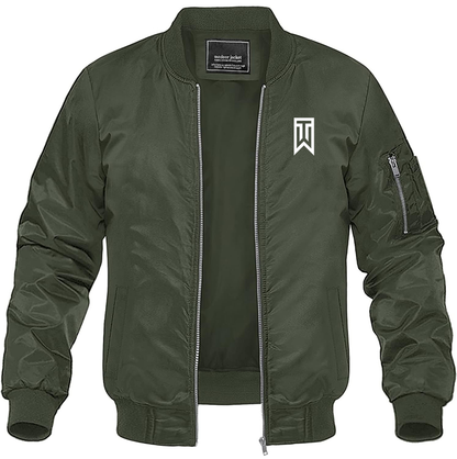 Men's Tiger Woods Lightweight Bomber Jacket Windbreaker Softshell Varsity Jacket