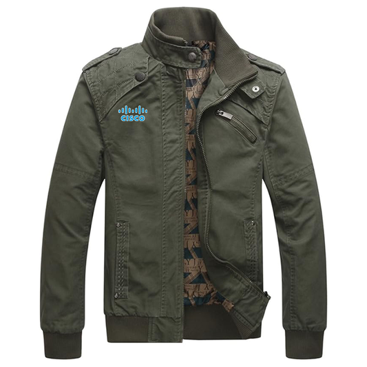 Men's Cisco Dwar Casual Washed Cotton Military Outdoor Jackets with Shoulder Straps
