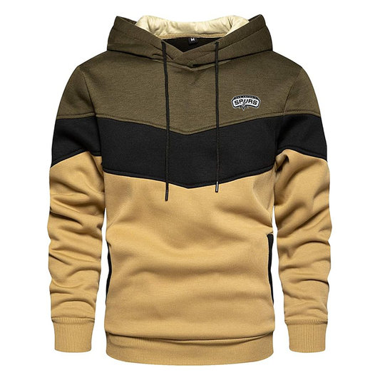 Men's  San Antonio Spurs  Gesean Novelty Color Block Pullover Fleece Hoodie Long Sleeve Casual Sweatshirt with Pocket