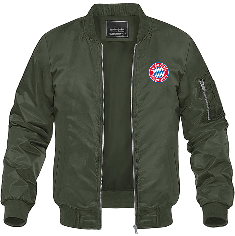 Men's FC Bayern Munich Lightweight Bomber Jacket Windbreaker Softshell Varsity Jacket