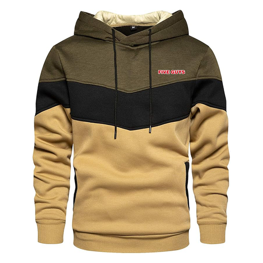 Men's Five Guys Gesean Novelty Color Block Pullover Fleece Hoodie Long Sleeve Casual Sweatshirt with Pocket