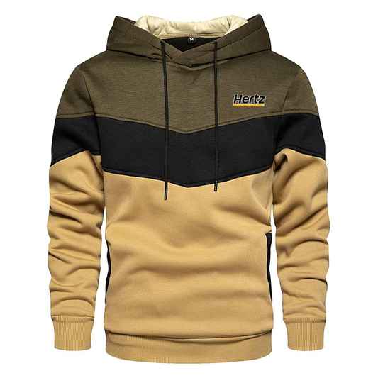 Men's Hertz Gesean Novelty Color Block Pullover Fleece Hoodie Long Sleeve Casual Sweatshirt with Pocket