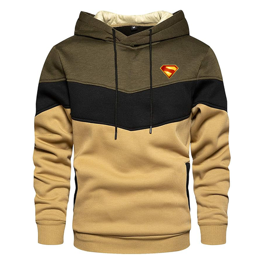 Men's Superman 2025  Gesean Novelty Color Block Pullover Fleece Hoodie Long Sleeve Casual Sweatshirt with Pocket