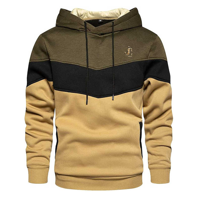 Men's  Jimmy Choo  Gesean Novelty Color Block Pullover Fleece Hoodie Long Sleeve Casual Sweatshirt with Pocket
