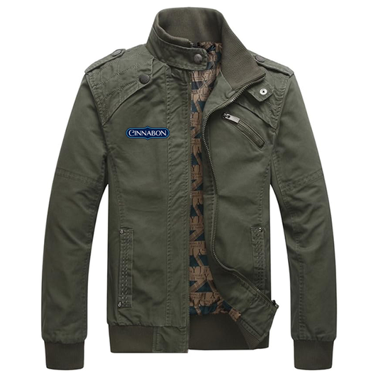 Men's Cinnabon Dwar Casual Washed Cotton Military Outdoor Jackets with Shoulder Straps
