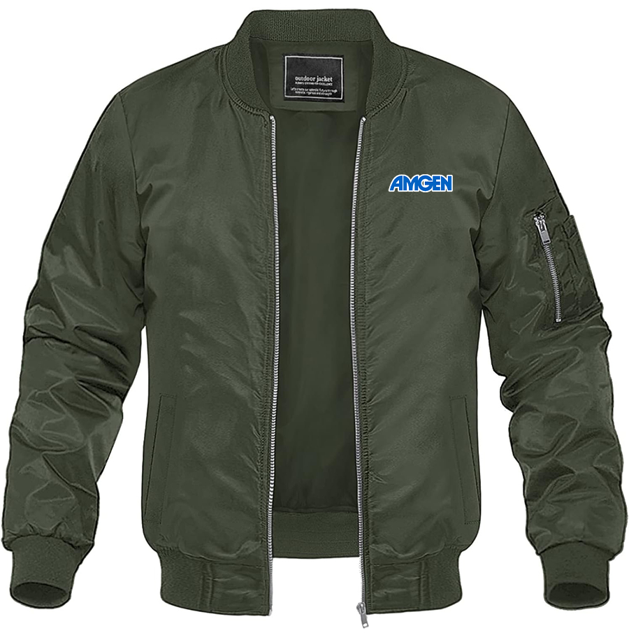 Men's Amgen Lightweight Bomber Jacket Windbreaker Softshell Varsity Jacket
