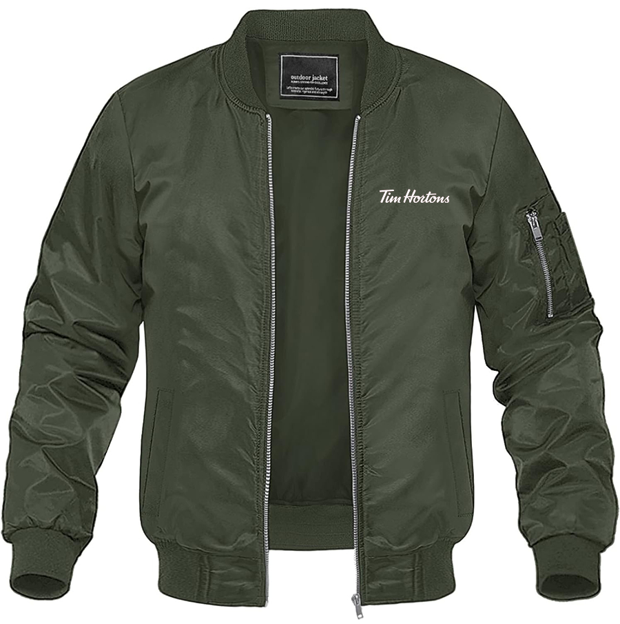 Men's Tim Hortons  Lightweight Bomber Jacket Windbreaker Softshell Varsity Jacket