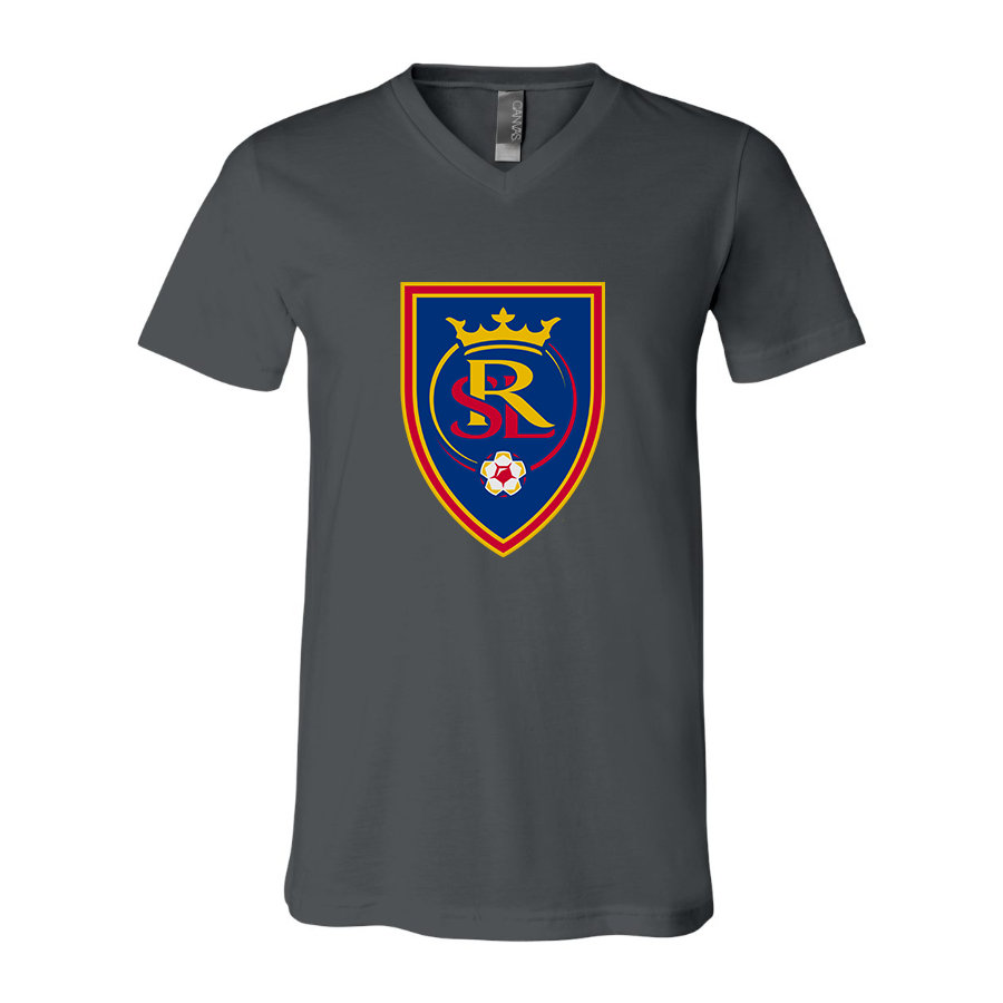 Men's Real Salt Lake Soccer BELLA  CANVAS  Jersey V-Neck Tee