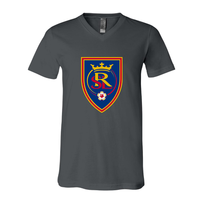 Men's Real Salt Lake Soccer BELLA  CANVAS  Jersey V-Neck Tee